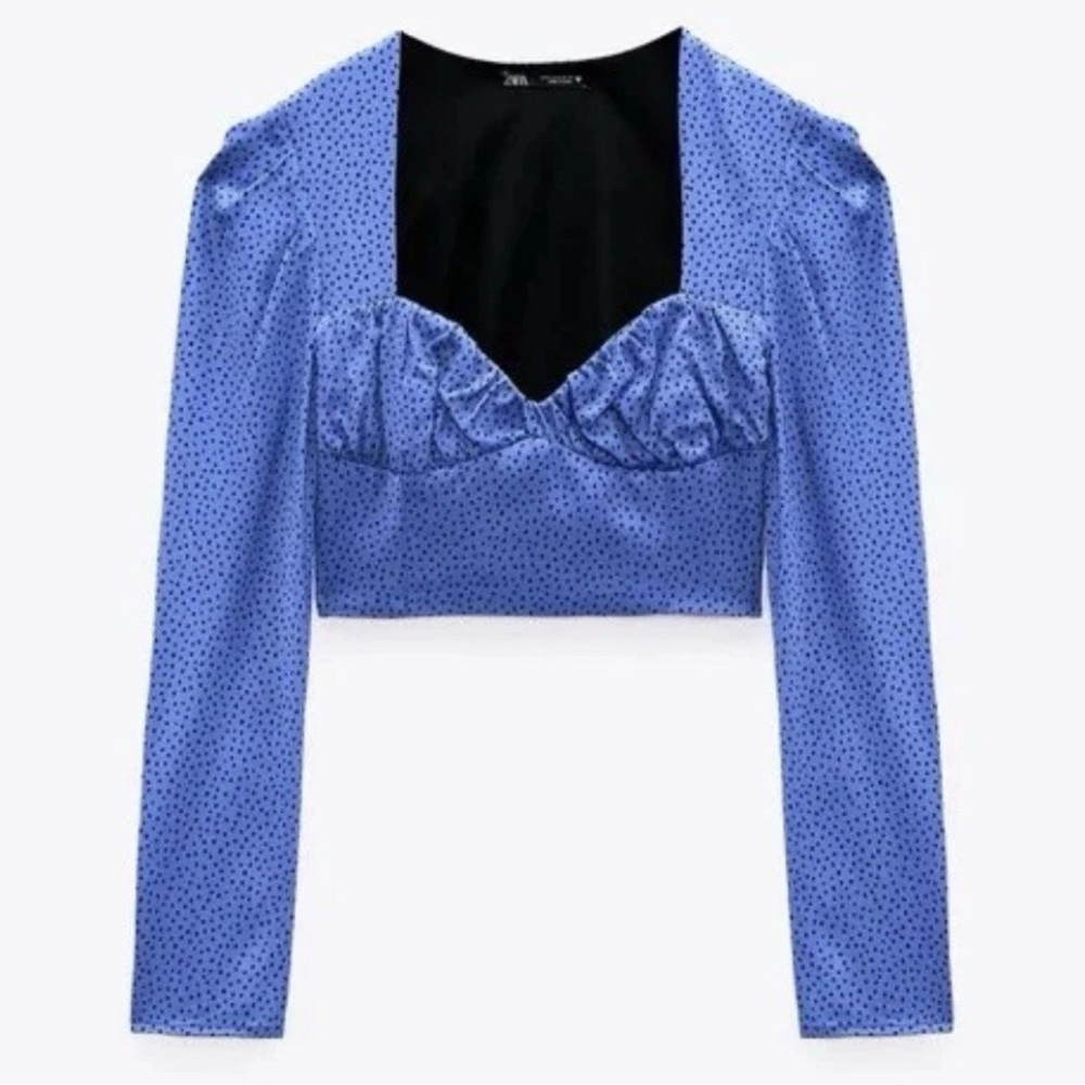 Zara Blue Polka Dot Crop Top